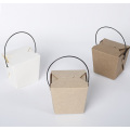 Caja de comida para llevar de papel Kraft con mango desechable