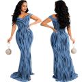 Dress Stripe Mermaid Evening Gown