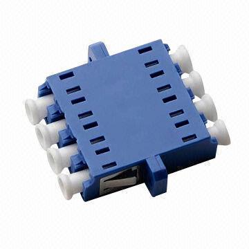 LC Fiber-optic Adapter, Four Cores, Quad, Single-mode, Metal Clip, Split Body, with Flanges