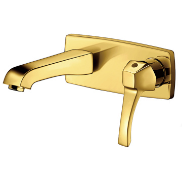 Gold One Handle Bathroom Faucet In Wall