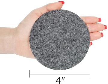 Round Felt Gray Drink Coasters 4x4 Inches - Absorbent Thick Coasters for Glasses and Cups