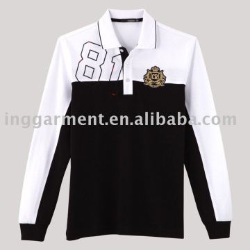 Blended Color Long sleeve Polo Shirt