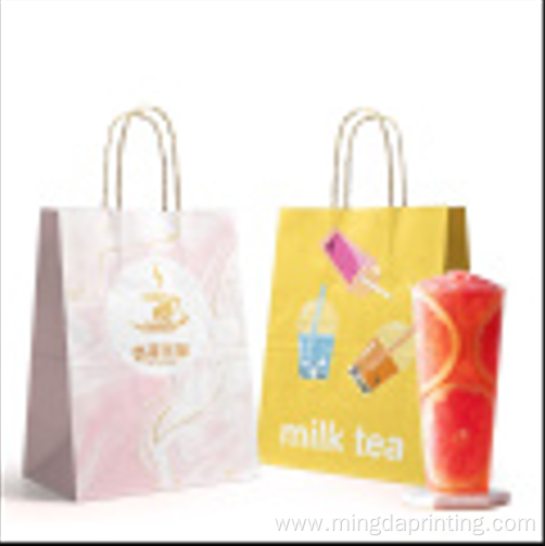 Customized printing twisted rope handle kraft paper bag