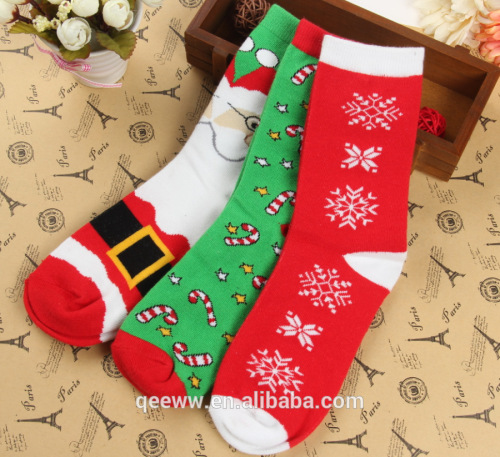 Yhao Women's Colorful Pattern Cotton Tube Socks Christmas Style Girls Socks