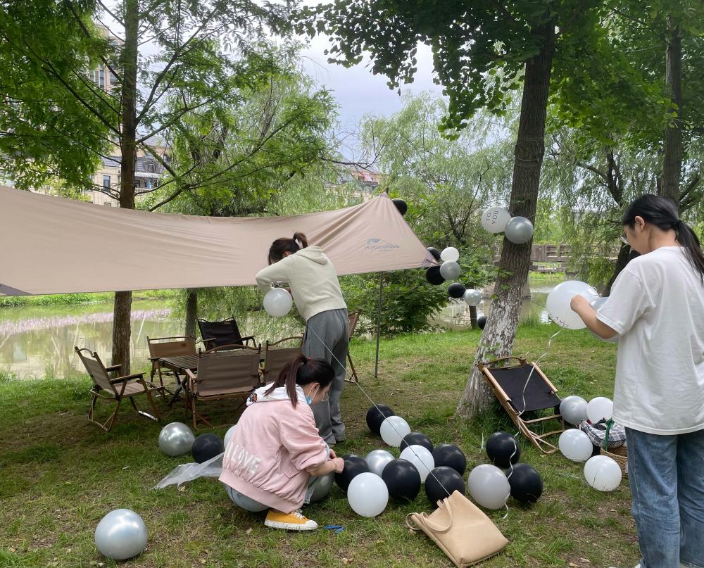 Pitch A Tent And Blow Up Balloons