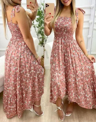 Women Sling patchwork printing irregular wrap dress