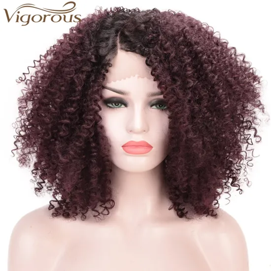 Vigorous Hair Kinky Curly Lace Front Wig Wholesale Natural Synthetic Lace Wig for Black Women African American Curly Women Wigs