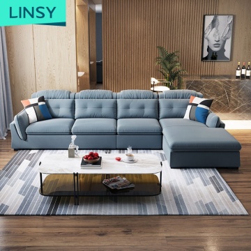 Linsy Adjustable Headrest Fabric Corner Sofa with Storage Box