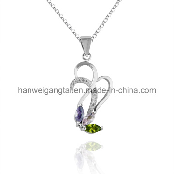 925 Silver Pendant with CZ Stones and Rhodium Plating