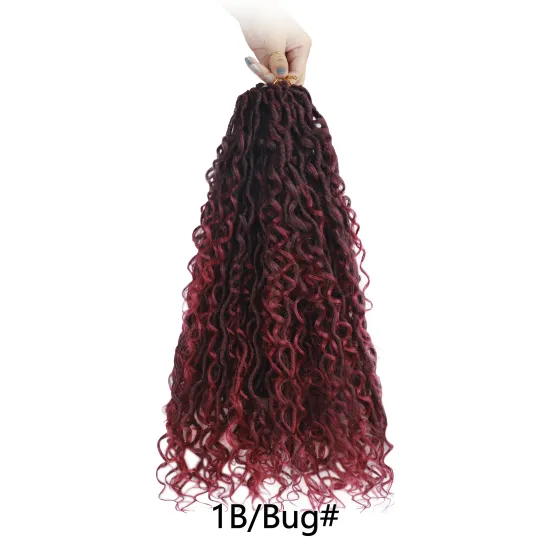 Ombre Color 14 18 Inch Curly Faux Locs Crochet Hair Extensions River Locs Crochet Goddess Faux Locs Braid