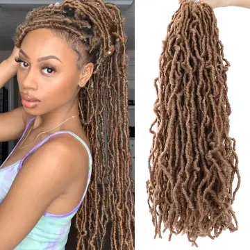 24 Inch New Faux Locs Pre-Looped Synthetic Goddess Locs Braiding Hair Extensions for Women Natural Wavy Crochet Hair Dreadlocks