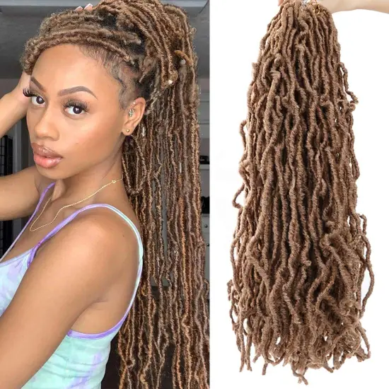 24 Inch New Faux Locs Pre-Looped Synthetic Goddess Locs Braiding Hair Extensions for Women Natural Wavy Crochet Hair Dreadlocks