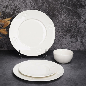 RW010 Classic White Porcelain Dinnerware Set: Plates and Bowls for Kitchen and Dessert