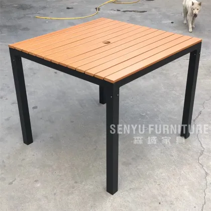Plastic Wood Square Dining Table for Outdoor Furniture