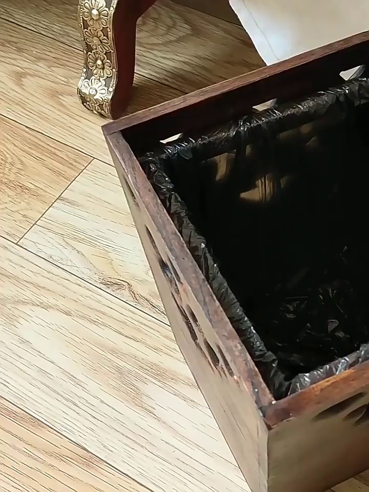 Decorative Antique Finish Wood Bin with Detailed Floral Pattern