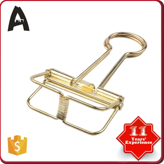 32mm creative metal hollow gold metal stationery folder Binder Clips paper binder clip