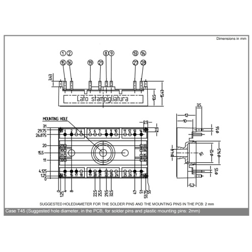 One screw mounting 3 phase bridge rectifier series thyristor