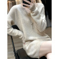 Korean version V-neck simple wool dress