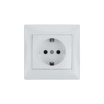 EU/German Standard 1 Gang 1 Way Socket with Grounding - Shucko Socket Outlet 2P+PE Grounded