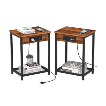 Smart Side Table with Charging Station and USB Port for Bedroom and Living Room