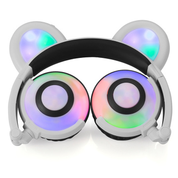 Cartoon Panda Ear EarphonesGlowing Wired Headphones