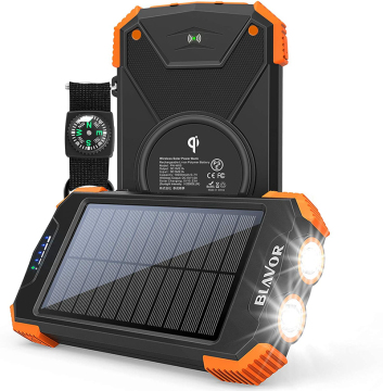 10.000 mAh Solar Power Bank: draagbare oplader met dubbele flitslichten
