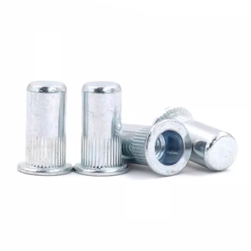 High-Quality M10 x 34mm Carbon Steel Galvanized Nutsert Rivnut with Knurled Flat Head and Zinc Plated Blind Hole Rivet Nut