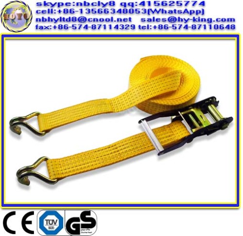 2" 50mm 3T yellow ratchet strap , truck ratchet tie down strap , lashing belt