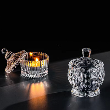 Mini Crystal Glass Jar Candle Holder med lock