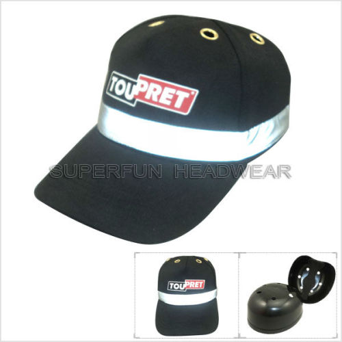 safety bump baseball caps with reflective tape