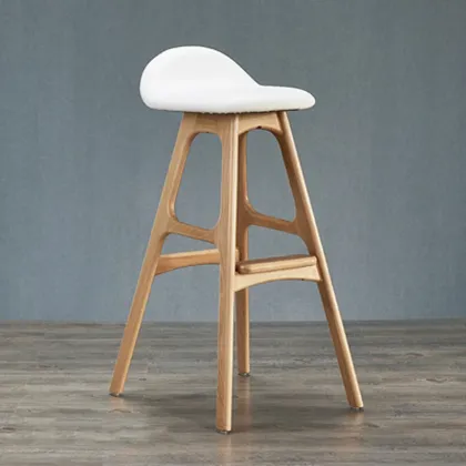 Modern Bar Stool Solid Wood High Stool Kitchen Creative Coffee Chair Leather Top Design Wholesale