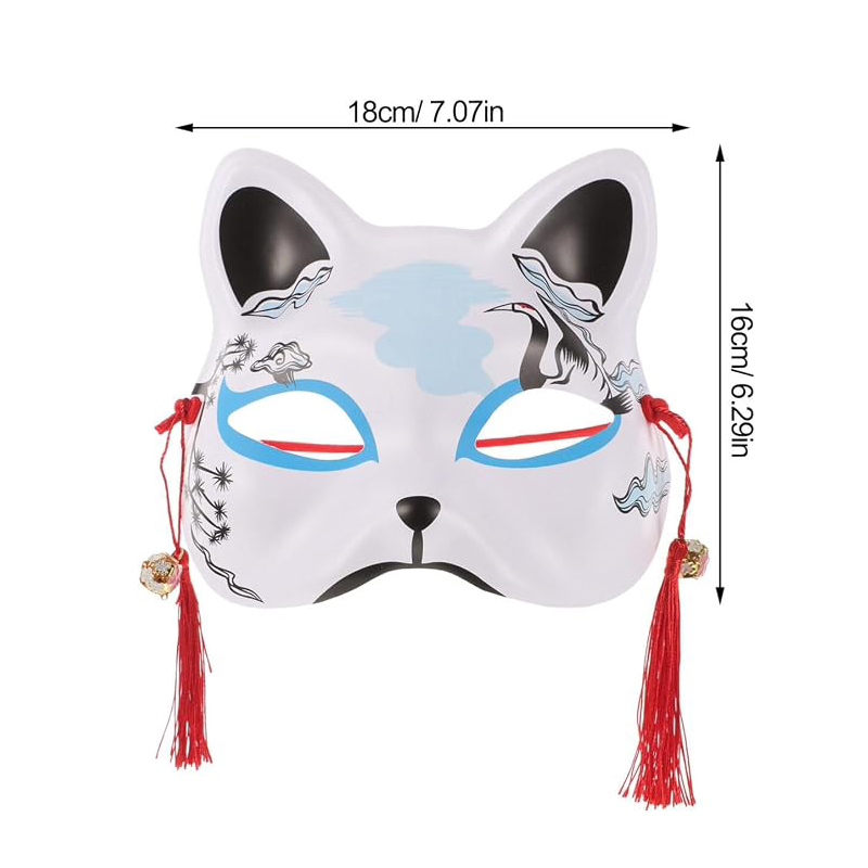 Crane Pine Pattern Fox Half Mask