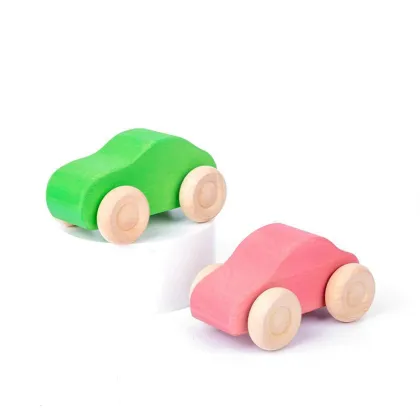 Rainbow Cars: A Set of 7 Educational Wooden Mini Vehicles - Stacking Toys for Children