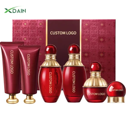 OEM Wholesale Glass Facial Care Kit: Firming, Anti-Wrinkle, Moisturizing Ginseng Skin Care Set