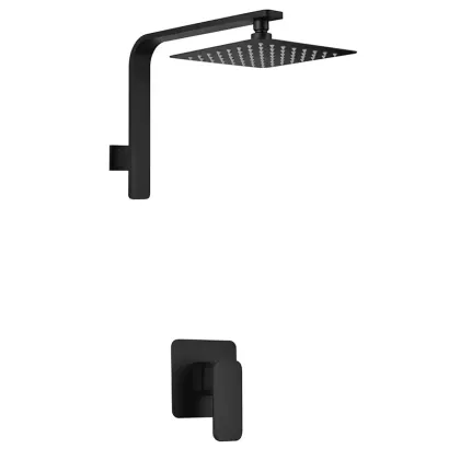 Watermark Concealed Square Bathroom Shower Faucet - Black In-Wall Rain Shower Set