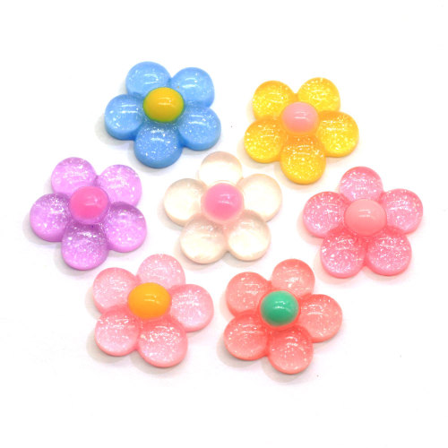 100Pcs/Lot 18MM Handcrafted Resin Jelly Sunflower Cabochons Flatback Flat Back Resin Daisy Flower Embellishments Slime Charms