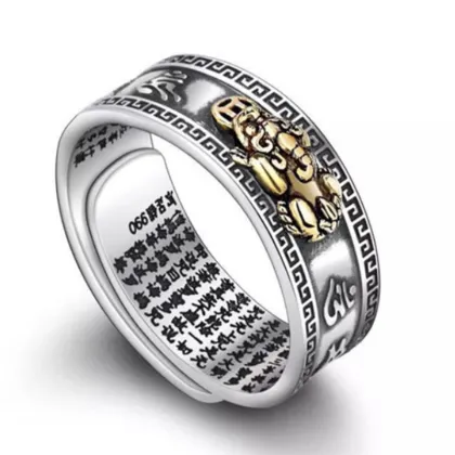 Brand New Men's Feng Shui Amulet Wealth Lucky Open Adjustable Chinese Traditional Culture Unisex Buddhist Cloud Pixiu Ring