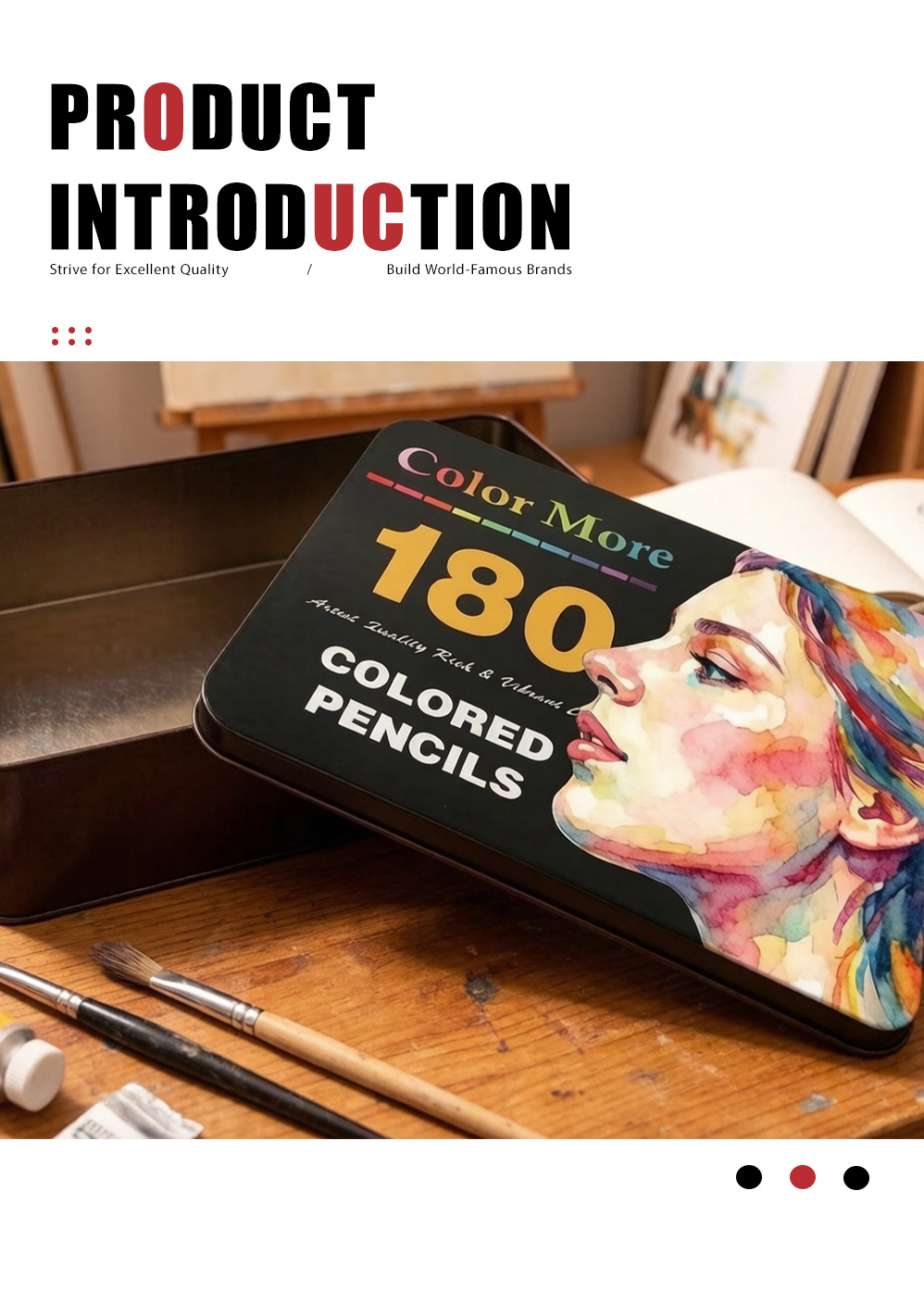 Жестяная коробка для цветных карандашей, 180 штук (4) 180 pieces colored pencil tin box (4)