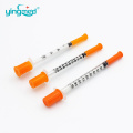 1ml orange cap Diabetic insulin syringe with needle