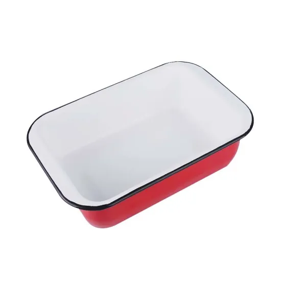 Wide Side Roll Rim Enamelware Enamel Baking Loaf Pan