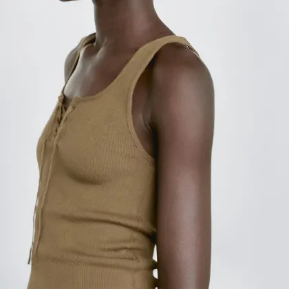 Women's American retro minimalist basic ribbed knitted vest