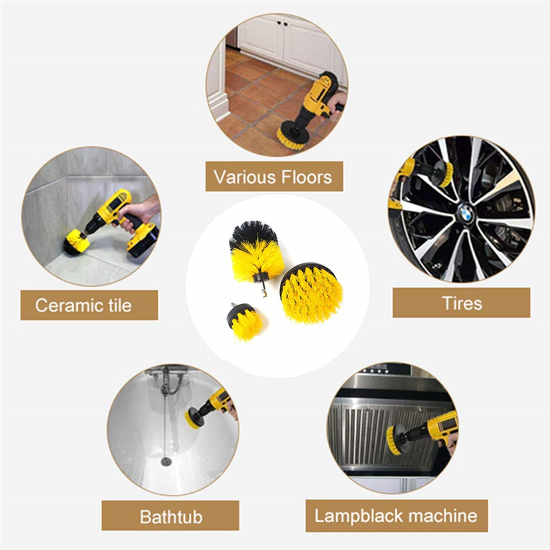 Top quality Electric Scrubber Drill Brush Kit Plastic Round Cleaning Brush Nylon Brushes for car washing