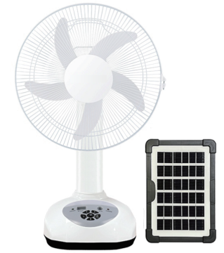 ISolfanl 14 Inch Rechargeable Solar-Powered Air Cooling Table Fan with Light Panel