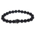 Bracelet Matte Agate Noir CZ Crown King Pour La Mode Homme