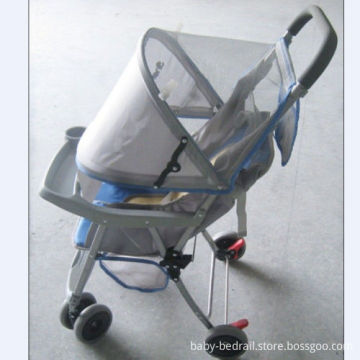 Gray Foldable Baby Buggy Stroller With Storage Basket For Child