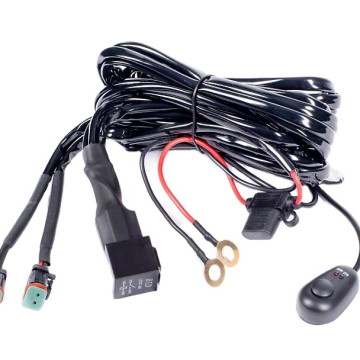 12V 40A LED Light Bar Wiring Harness with 3 Fuses, Power Switch, and Relay for Off-Road Work and Fog Lights