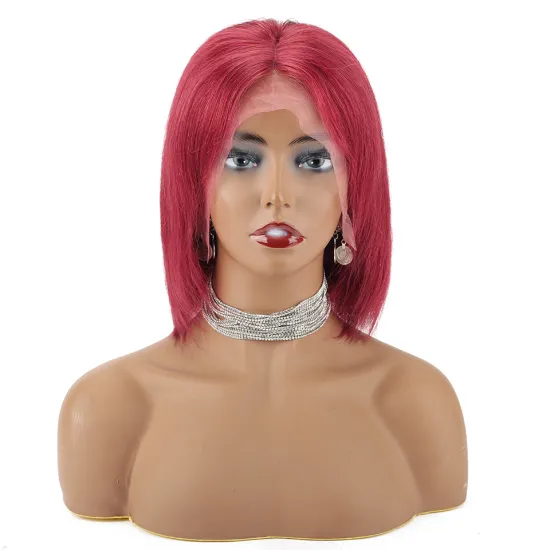 10A Cuticle Aligned Unprocessed Brazilian Ombre Short Human Hair Bob Wig Blonde Red Colored HD Lace Front Wig Virgin Human Hair