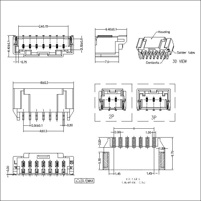 AW2013R-M-X-XP 2.00mm Pitch 90°SMT Wafer Connector Series