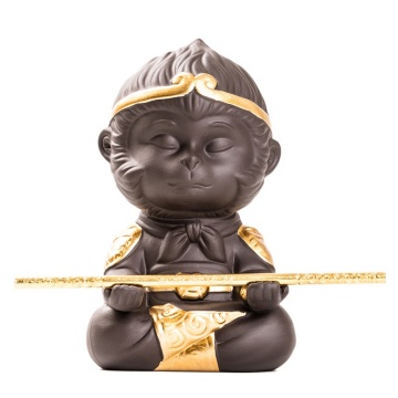 China Purple Clay Wukong Statue Tea Pet