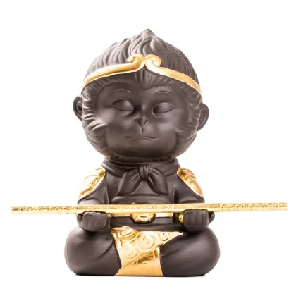 China Purple Clay Wukong Statue Tea Pet